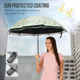 flipkart smartbuy 3 Fold Printed Rain Sun & UV Rays Protective Double Coated Manual Open Umbrella image 3
