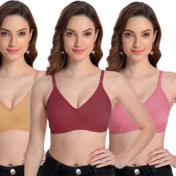 Pack of 3 Women Full Coverage Non Padded Bra-image-33