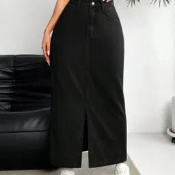 dolsia Women Solid Pencil Black Skirt-picture-20