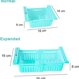 ridhhanal Plastic 4 Unbreakable Adjustable Fridge Space Saver Organizer Slide Storage Rack Storage Basket image 2