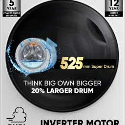 8 kg AI with Inverter Motor, IPuristeam and Refresh Function, Anti Bacterial Technology, Super Drum 525mm with Custom Wash Programs Fully Automatic Front Load Black, White-29