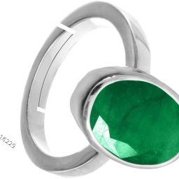 8.25 Ratti Green Emerald Panna Ring Panchdhatu With Lab Certified Adjustable Stone, Brass Emerald Ring-image-92