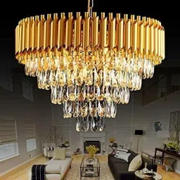 crystal Gold polish metal 600mm chandelier hanging ceiling pendant jhoomer Chandelier Ceiling Lamp-image-64