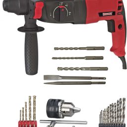 DM26 100% Copper winding Machine with 5pc bit 13mm drill chuck & Adaptor 13pc HSS 5Pc Masonry bit Rotary Hammer Drill-image-65