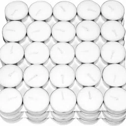 White Wax Tealight Candles For Diwali Decoration, tealight Diya for Temple, Smokeless Tealight Candles, Unscented, Long Lasting Burning for Home Decor, DIY crafts, Home Decoration (50) Candle-image-72