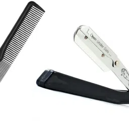 Stainless Steel Barber Salon Shaving Razor With Professional Comb, Men-27