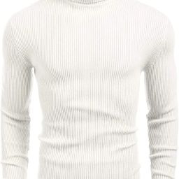 Men Self Design High Neck White Sweater-image-126