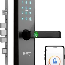 SPEEDY Wifi Enabled Smart Door Lock for Main Door with 5 in 1 Access | Biometric, 2 Emergency Keys | (No Extra Gateway Required) | 2-year Warranty & Free Installation by brand Smart Door Lock-1