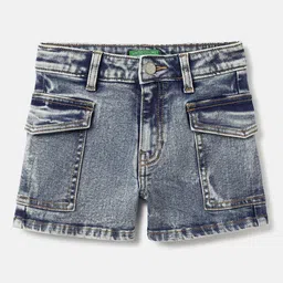United Colors of Benetton Girls Washed Regular Fit Denim Shorts-image-76