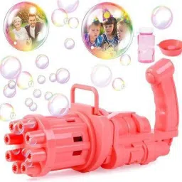 Bubble Machine Bubbles for Kids Cool Toys Gift Electric Bubble Gun & Toy Gun Outside, 8 Hole Huge Automatic Bubble Maker for Boys and Girls Outdoor, Fan Combo Function, (Color Red)-0