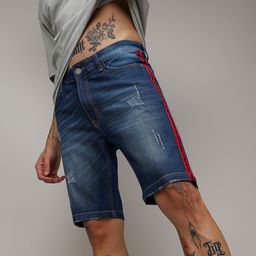 Campus Sutra Blue Men Washed Denim Shorts-image-76