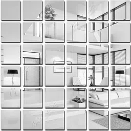 10 cm 28 Big Square silver Mirror for Wall, Acrylic Mirror Self Adhesive Sticker-image-30