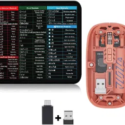 ROQ Type-C Adapter & USB Receiver with 2.4G Slim Rechargeable Wireless Ergonomic Optical Mouse with Bluetooth-5