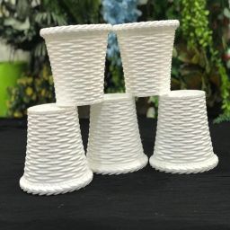 SNSHOPEE 6" MARIGOLD WEAVING design flower plants pot for garden attractive round nursery gamla for home garden home decor interior design decotaion pots outside decor indoor outdoor landscape garden lawn kitchen garden terrace garden porch decor balcony decor office decor table top desk decor pots & planters combo plant container set white color plastic pots (pack of 5) Plant Container Set-image-31
