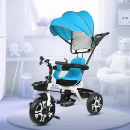 New Canopy Tricycle with Soft Seat,Front-Back Basket,Parental Push Handle,Bell New Canopy Tricycle for Babys with New Colours Yellow::Black Tricycle-image-36