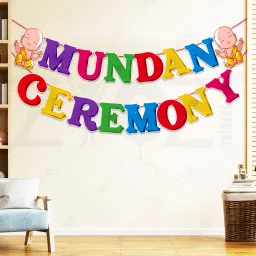 Multicolor Mundan Ceremony Decorations Banner|Baby's First Hair Cut Ceremony Kit Banner-image-11