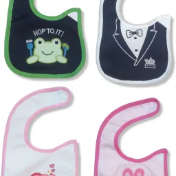 BABY tuttie faced AND BIRDS PRINTED VELCRO WATERPROOF BIBS - MULTICOLOR-image-30