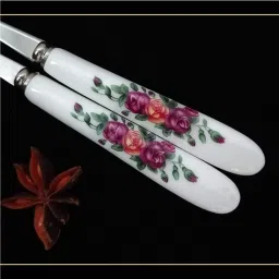 xila magic Stainless Steel Spoons, Ceramic Handle Disposable Steel Table Spoon image 3