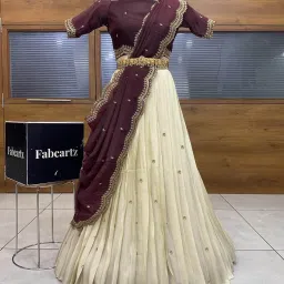 Embroidered Semi Stitched Lehenga Choli-image-1