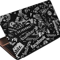 Anweshas 3 in 1 Pack of 15.6 inch Laptop Skin Decal Vinyl, Screen Guard and Silicone Keyboard Protector - Printed B&W Collage Combo Set-picture-12