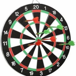 DART BOARD DOUBLE FACED 15 INCH WOODEN WITH 6 DARTS FOR KIDS Soft Tip Dart-23