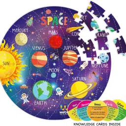 webby Amazing Solar System Jigsaw Floor Puzzle 60 Pcs with 4 double sided Flashcards image 2