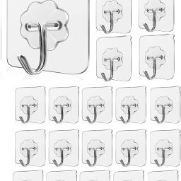 Adhesive Wall Hooks, Nail Hook for Bathroom and Bedroom Number of Prongs 20 Hook 20-14