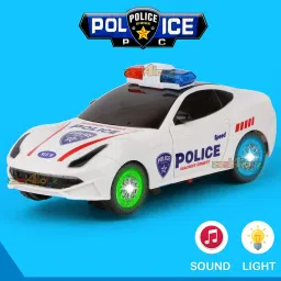 mega star Dancing Toy Car 360 Degree Rotating Police Car with 3D Flashing Light & Sound, image 2