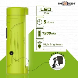 pick ur needs Mini Pocket LED 25W Rechargeable Flashlight Torch With Emergency Side Tube Light 3 hrs Torch Emergency Light image 2