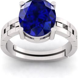 7.25 Ratti 6.72 Carat Neelam Ring Blue Sapphire Adjustable Ring for Men & Women Metal Sapphire Silver Plated Ring-image-30