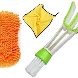 Microfiber Vehicle Washing Sponge Cleaning Cloth Ultra Absorbent & AC Vent Combo-image-3