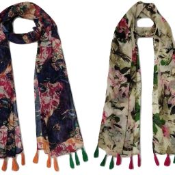 Floral Print Chiffon Women Multicolor Scarf, Stole, Fancy Scarf-image-88