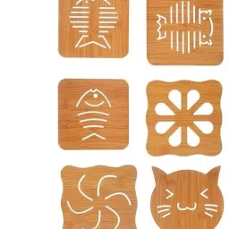 Heat Resistant Non-Slip Bamboo Trivets Pot Mat for Kitchen Table 6Pcs Trivet-4