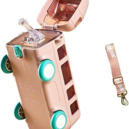 Cartoon Car Design Straw Water Cup,Detachable Bus Water Bottle-image-63