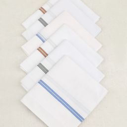 SARTHAK GLOBAL Handkerchief White Colorfully Line Hankey Set Of 12pcs ["White"] Handkerchief-image-6