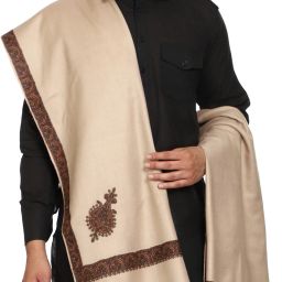 Royal-E-Kashmir Wool Embroidered Men Shawl-image-71