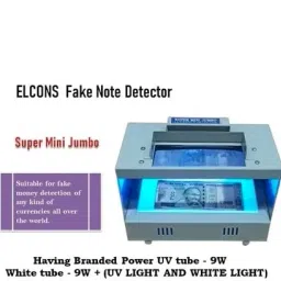 ELCONS White mini jumbo with led Countertop Counterfeit Currency Detector image 3