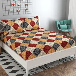 170 TC Cotton Double Checkered Fitted (Elastic) Bedsheet-image-19