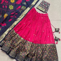 Floral Print Semi Stitched Lehenga Choli-image-71