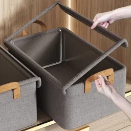 Ashmakam Clothes Organizer for Wardrobe Almirah Organizer with Durable Steel Frame Poly-canvas Laundry Bag-image-92