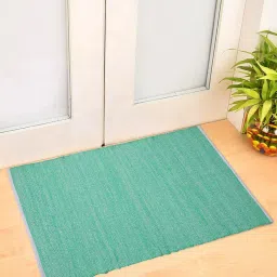 Creamy Solid Woven Design Rectangle Shape Rug Indoor and Outdoor Rug Pad-1