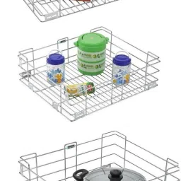 Cutlery Kitchen Rack 17 x 16 Pack of 3 Stainless Steel Plain Basket for Modular Kitchen / Kitchen Trolley / Kitchen Drawer / Kitchen Cabinet / Kitchen Accessories Steel-image-10