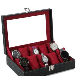 Men's and Women's Watch Box Holder Organizer Case in Black color(9 Compartments) Watch Box-23