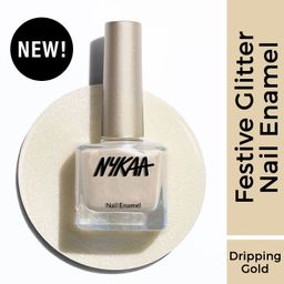 nykaa Glitter Nail Enamel - Dripping Gold 461 Gold-picture-0