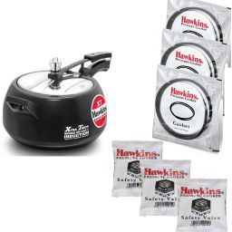 Contura Black XT 5 L Induction Bottom Pressure Cooker (Hard Anodized) with Extra 3 Gasket & 3 safety valve 5 L Induction Bottom Pressure Cooker-5