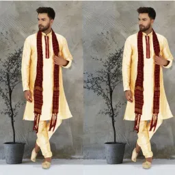 Pure Silk Solid Red Men Dupatta-picture-31