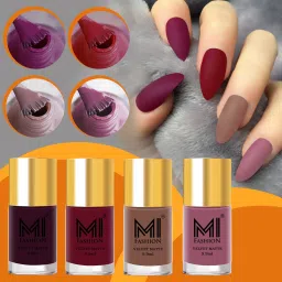 Soft Smooth Unique Matte Nail Polish Combo Sets of 4 Unique Colors - Magenta Red, Bordeaux, Deep Coffee, Rose Taupe Magenta Red, Bordeaux, Deep Coffee, Rose Taupe-14