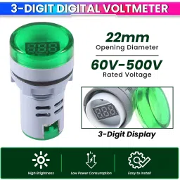 amicisense 3-Digit Digital Voltmeter,60-500VAC Voltage Range,Accurate Voltage Display Digital Voltage Tester image 2