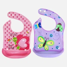 Detachable Waterproof Silicon Apron Bibs for kids (set of 2) Random-23