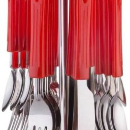 Red Stainless Steel, Plastic Cutlery Set (Pack of 1) Steel Cutlery Set-25